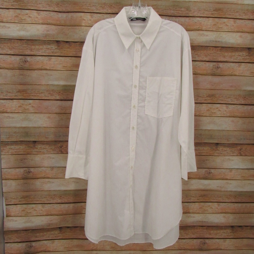 ZARA White Oversized Long Cotton Tunic M